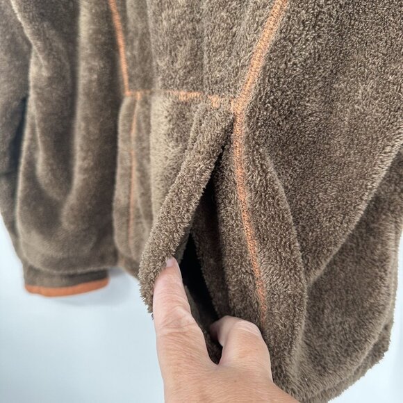 Wooly Bully Fuzzy Fleece Hoodie Brown and Orange Size Medium - Picture 5 of 7